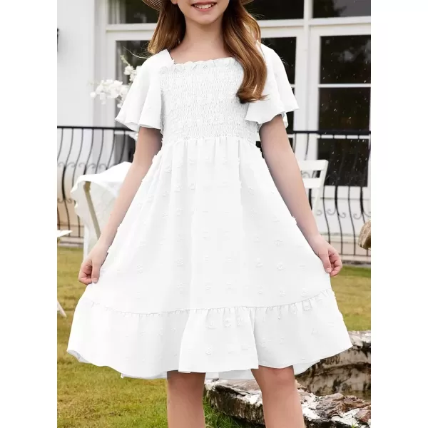 imageblibean Tween Girls 2025 Summer Dresses Kids Chiffon Dress Size 615 YearsA White