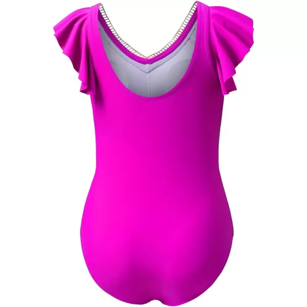 imageblibean Girls 2025 Swimwear One Piece Swimsuit Kids Ruffle Removable Pad Bathing Suits Size 615 YearsA Hot Pink