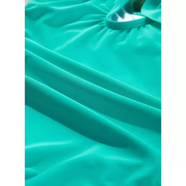imageblibean Girls 2025 Swimwear One Piece Swimsuit Kids Ruffle Removable Pad Bathing Suits Size 615 YearsA Turquoise