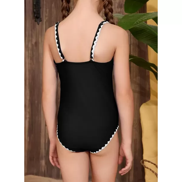 imageblibean Girls Swimsuits One Piece Bathing Suit with Bra Pads Size 615 YearsBlack