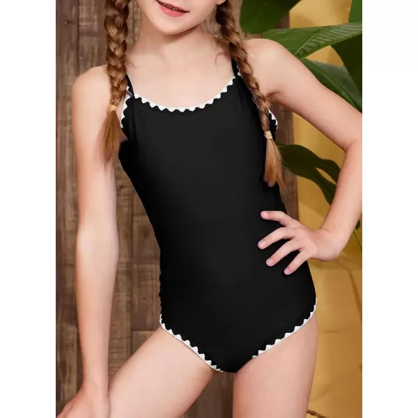 imageblibean Girls Swimsuits One Piece Bathing Suit with Bra Pads Size 615 YearsBlack
