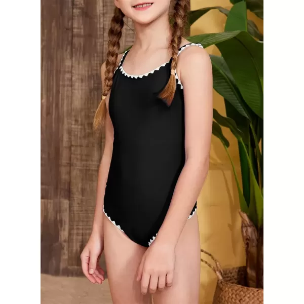 imageblibean Girls Swimsuits One Piece Bathing Suit with Bra Pads Size 615 YearsBlack