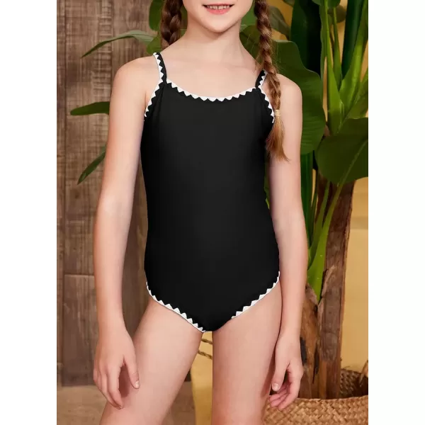 imageblibean Girls Swimsuits One Piece Bathing Suit with Bra Pads Size 615 YearsBlack