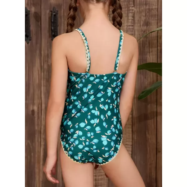 imageblibean Girls Swimsuits One Piece Bathing Suit with Bra Pads Size 615 YearsGreen