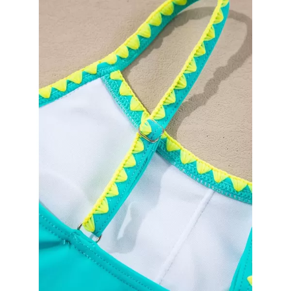imageblibean Girls Swimsuits One Piece Bathing Suit with Bra Pads Size 615 YearsMint Green