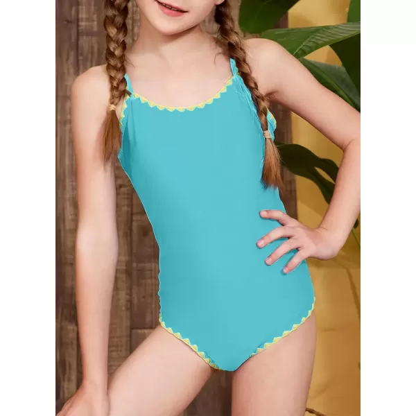 imageblibean Girls Swimsuits One Piece Bathing Suit with Bra Pads Size 615 YearsMint Green