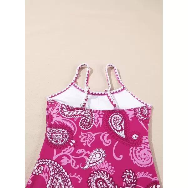 imageblibean Girls Swimsuits One Piece Bathing Suit with Bra Pads Size 615 YearsRose Pink