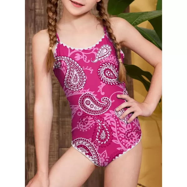 imageblibean Girls Swimsuits One Piece Bathing Suit with Bra Pads Size 615 YearsRose Pink