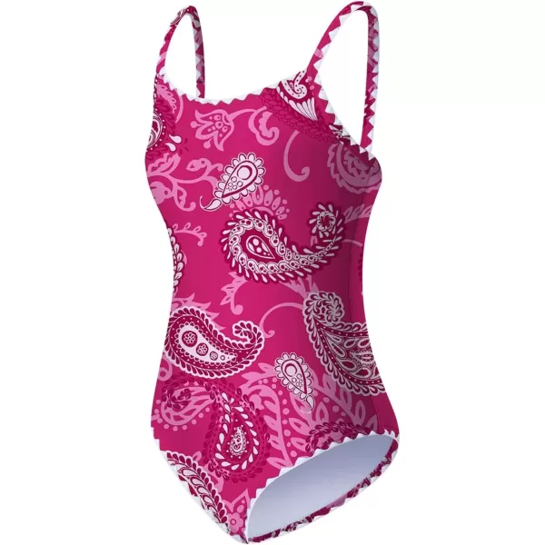 imageblibean Girls Swimsuits One Piece Bathing Suit with Bra Pads Size 615 YearsRose Pink