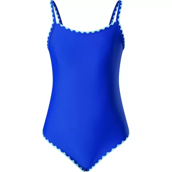 imageblibean Girls Swimsuits One Piece Bathing Suit with Bra Pads Size 615 YearsRoyal Blue