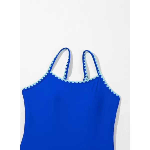 imageblibean Girls Swimsuits One Piece Bathing Suit with Bra Pads Size 615 YearsRoyal Blue