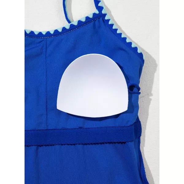 imageblibean Girls Swimsuits One Piece Bathing Suit with Bra Pads Size 615 YearsRoyal Blue