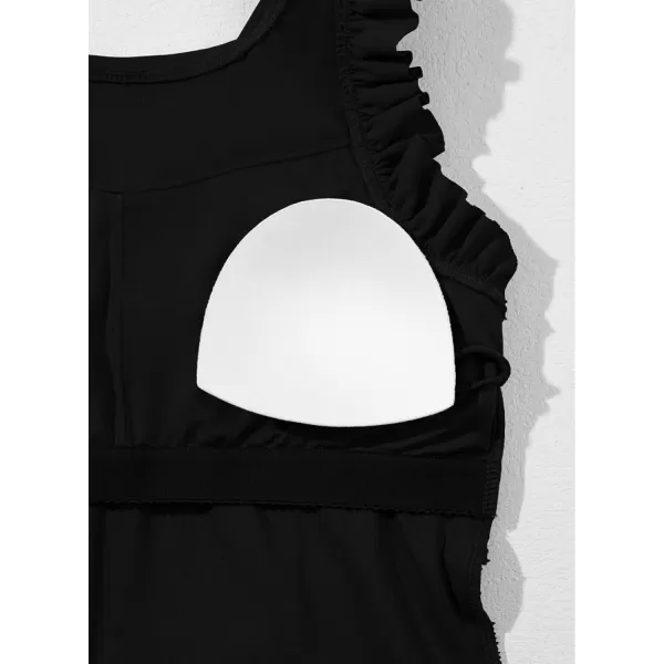 imageblibean Kid Girls Swimsuit One Piece Ruffle Sleeve Bathing Suits 615 YearA Black