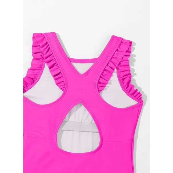 imageblibean Kid Girls Swimsuit One Piece Ruffle Sleeve Bathing Suits 615 YearA Hot Pink