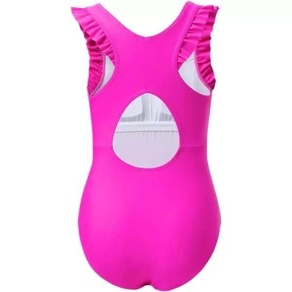imageblibean Kid Girls Swimsuit One Piece Ruffle Sleeve Bathing Suits 615 YearA Hot Pink