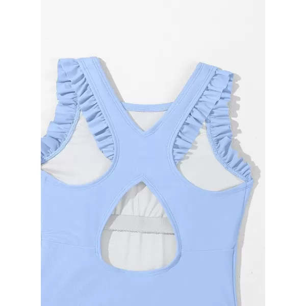 imageblibean Kid Girls Swimsuit One Piece Ruffle Sleeve Bathing Suits 615 YearA Light Blue