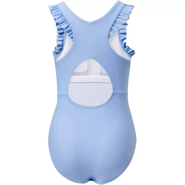 imageblibean Kid Girls Swimsuit One Piece Ruffle Sleeve Bathing Suits 615 YearA Light Blue