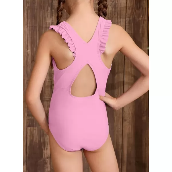 imageblibean Kid Girls Swimsuit One Piece Ruffle Sleeve Bathing Suits 615 YearA Pink