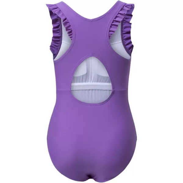 imageblibean Kid Girls Swimsuit One Piece Ruffle Sleeve Bathing Suits 615 YearA Purple