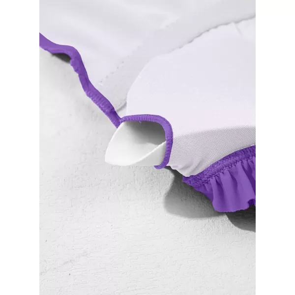 imageblibean Kid Girls Swimsuit One Piece Ruffle Sleeve Bathing Suits 615 YearA Purple