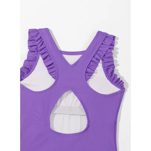 imageblibean Kid Girls Swimsuit One Piece Ruffle Sleeve Bathing Suits 615 YearA Purple