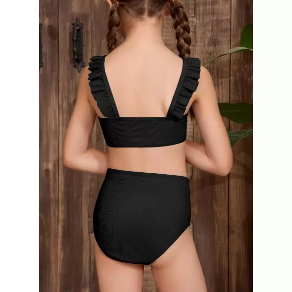 imageblibean Tween Girls Swimsuit Two Piece Bikini Sets with Chest Pad Size 615 YearsBlack