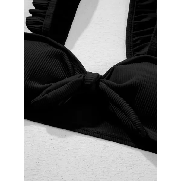imageblibean Tween Girls Swimsuit Two Piece Bikini Sets with Chest Pad Size 615 YearsBlack