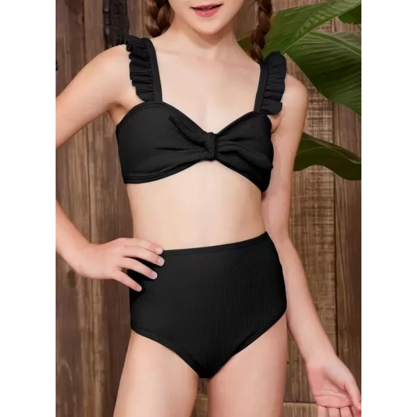 imageblibean Tween Girls Swimsuit Two Piece Bikini Sets with Chest Pad Size 615 YearsBlack