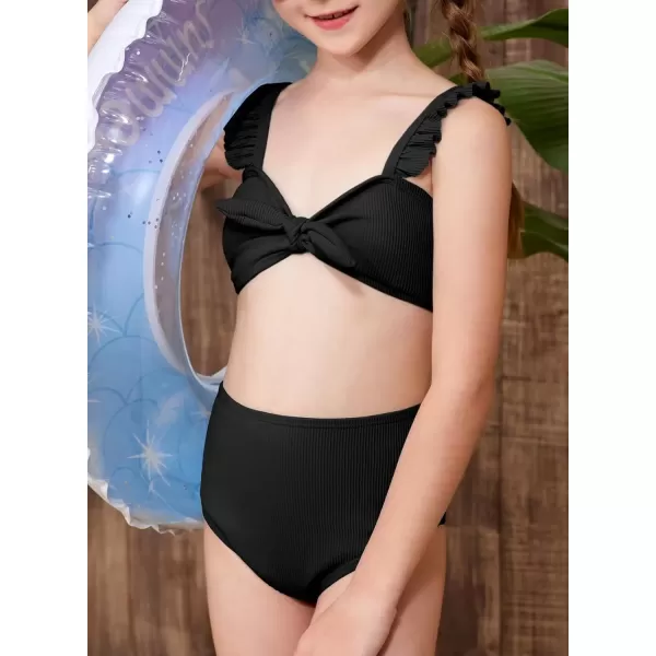 imageblibean Tween Girls Swimsuit Two Piece Bikini Sets with Chest Pad Size 615 YearsBlack