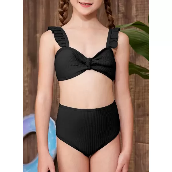 imageblibean Tween Girls Swimsuit Two Piece Bikini Sets with Chest Pad Size 615 YearsBlack