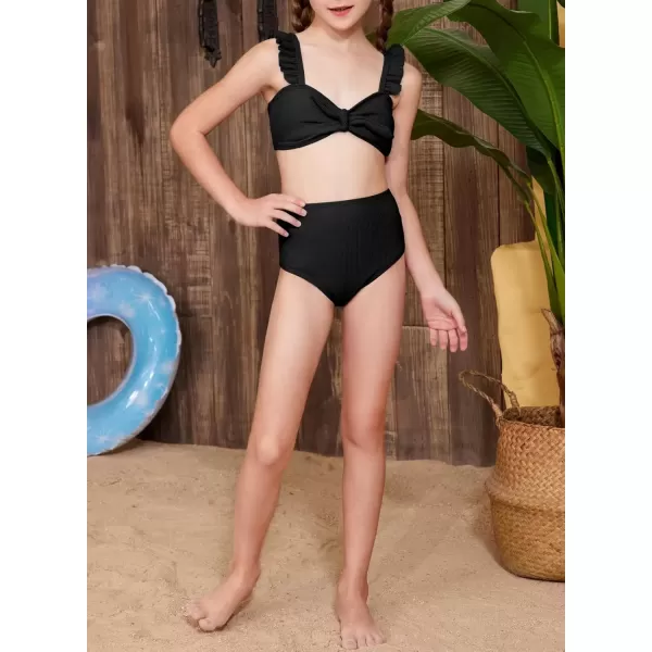 imageblibean Tween Girls Swimsuit Two Piece Bikini Sets with Chest Pad Size 615 YearsBlack