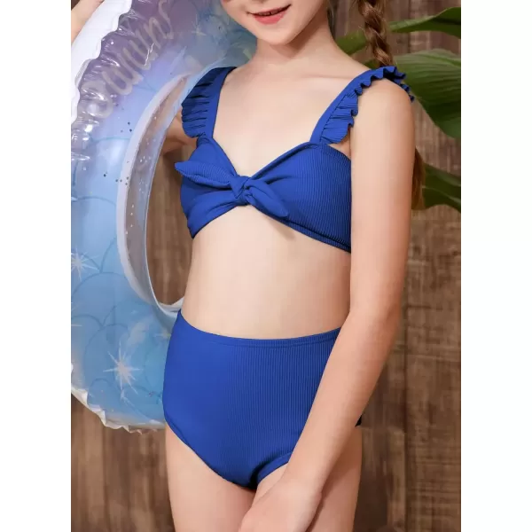imageblibean Tween Girls Swimsuit Two Piece Bikini Sets with Chest Pad Size 615 YearsDark Blue