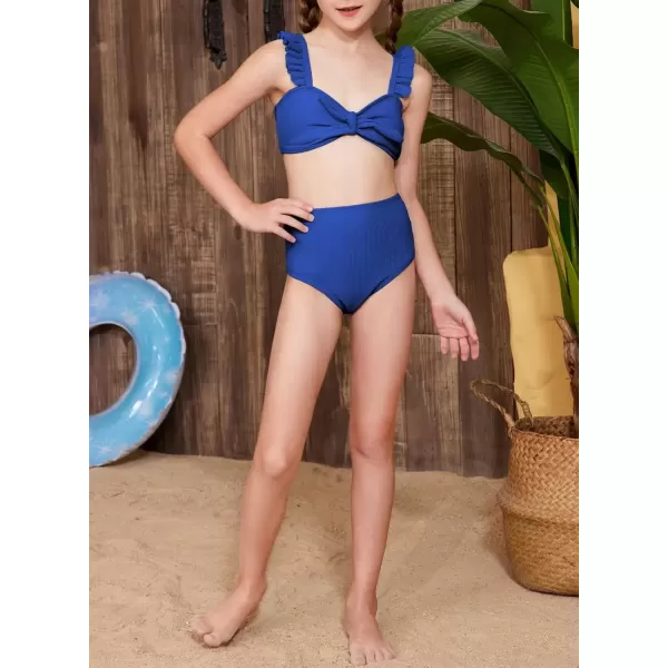 imageblibean Tween Girls Swimsuit Two Piece Bikini Sets with Chest Pad Size 615 YearsDark Blue