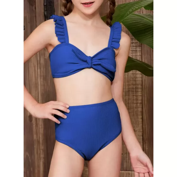 imageblibean Tween Girls Swimsuit Two Piece Bikini Sets with Chest Pad Size 615 YearsDark Blue