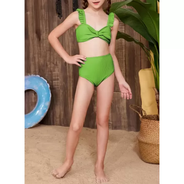 imageblibean Tween Girls Swimsuit Two Piece Bikini Sets with Chest Pad Size 615 YearsGreen