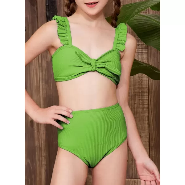 imageblibean Tween Girls Swimsuit Two Piece Bikini Sets with Chest Pad Size 615 YearsGreen