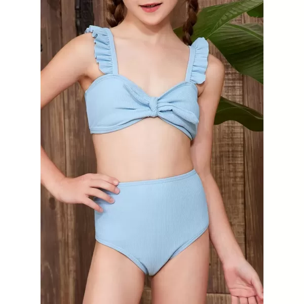 imageblibean Tween Girls Swimsuit Two Piece Bikini Sets with Chest Pad Size 615 YearsLight Blue