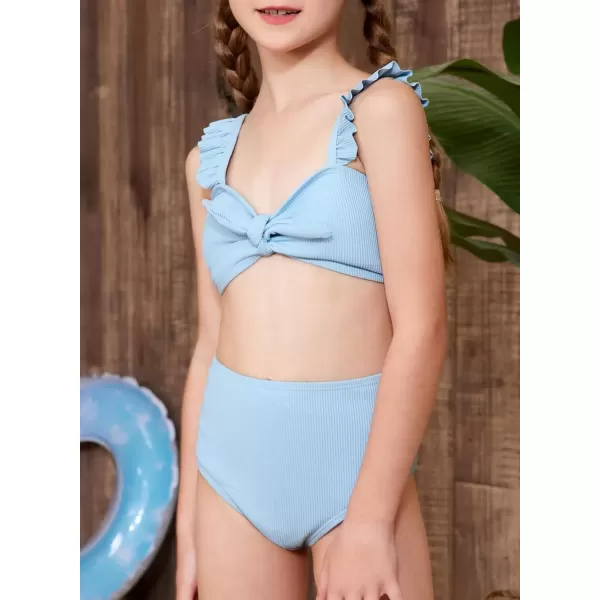 imageblibean Tween Girls Swimsuit Two Piece Bikini Sets with Chest Pad Size 615 YearsLight Blue
