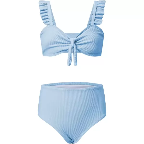imageblibean Tween Girls Swimsuit Two Piece Bikini Sets with Chest Pad Size 615 YearsLight Blue