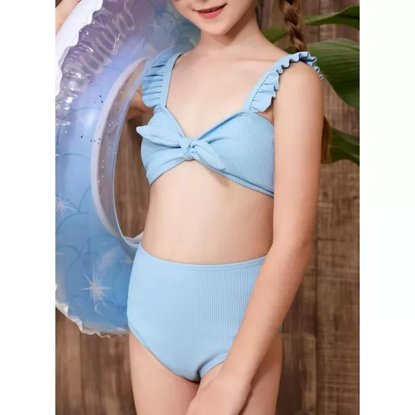 imageblibean Tween Girls Swimsuit Two Piece Bikini Sets with Chest Pad Size 615 YearsLight Blue
