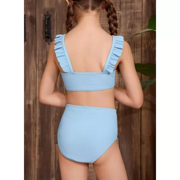 imageblibean Tween Girls Swimsuit Two Piece Bikini Sets with Chest Pad Size 615 YearsLight Blue