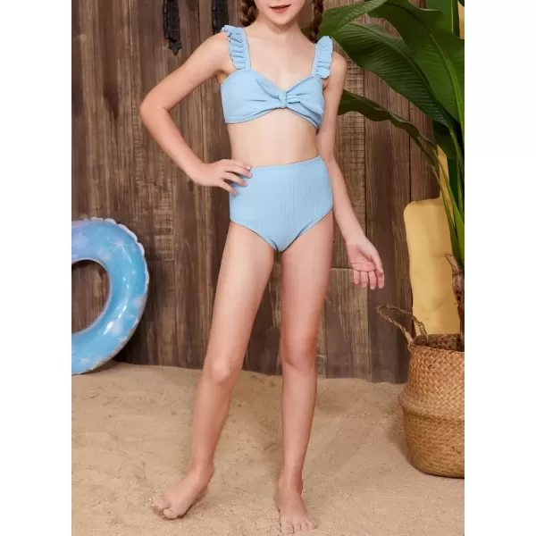 imageblibean Tween Girls Swimsuit Two Piece Bikini Sets with Chest Pad Size 615 YearsLight Blue