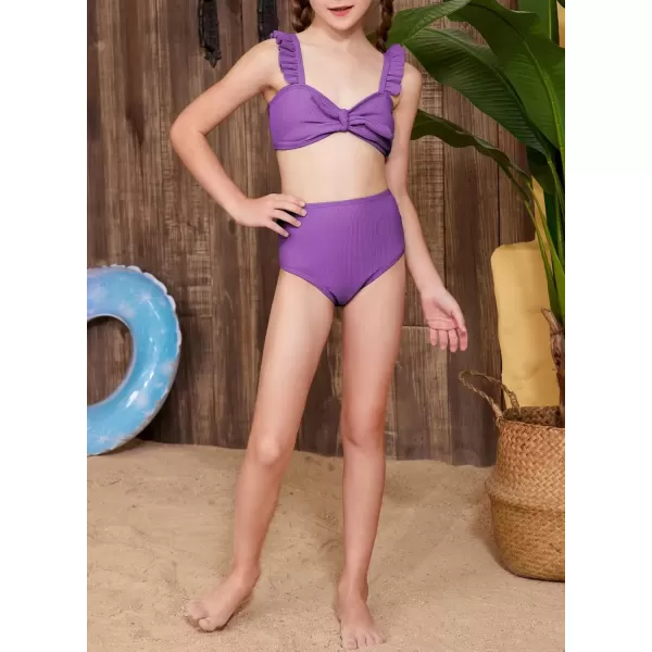 imageblibean Tween Girls Swimsuit Two Piece Bikini Sets with Chest Pad Size 615 YearsPurple