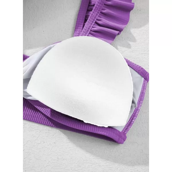 imageblibean Tween Girls Swimsuit Two Piece Bikini Sets with Chest Pad Size 615 YearsPurple