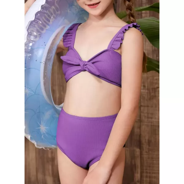 imageblibean Tween Girls Swimsuit Two Piece Bikini Sets with Chest Pad Size 615 YearsPurple