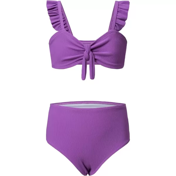 imageblibean Tween Girls Swimsuit Two Piece Bikini Sets with Chest Pad Size 615 YearsPurple