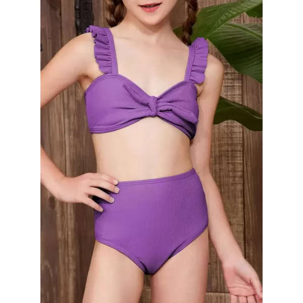 imageblibean Tween Girls Swimsuit Two Piece Bikini Sets with Chest Pad Size 615 YearsPurple