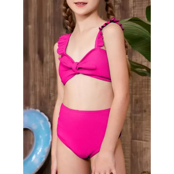 imageblibean Tween Girls Swimsuit Two Piece Bikini Sets with Chest Pad Size 615 YearsRose