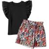 imageblibean Girls 2025 Summer Clothes Set Teen Hawaiian Shorts Outfit Size 615 YearsA Black