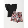 imageblibean Girls 2025 Summer Clothes Set Teen Hawaiian Shorts Outfit Size 615 YearsA Black